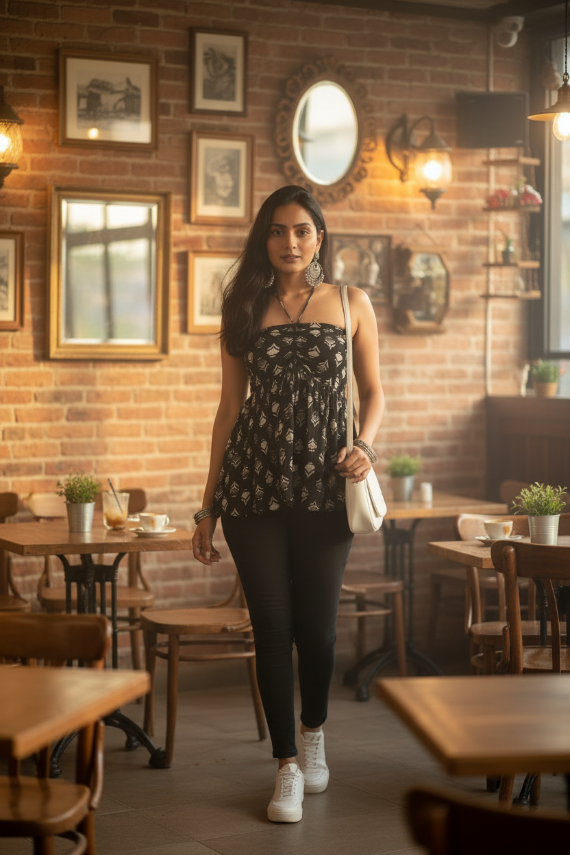Floral Halter - Front View Café