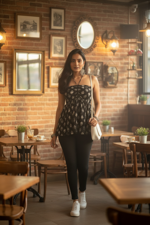 Floral Halter - Front View Café