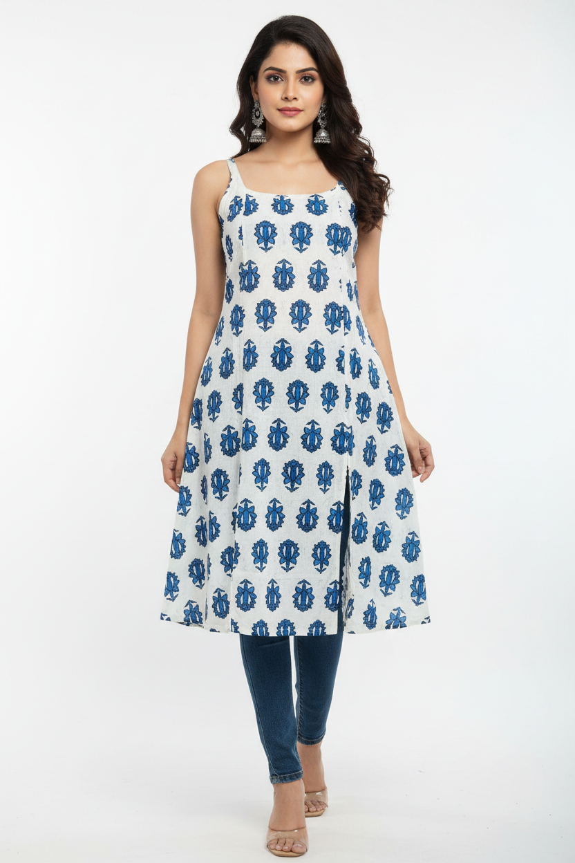 Indigo Kurti - Front with Jeans
