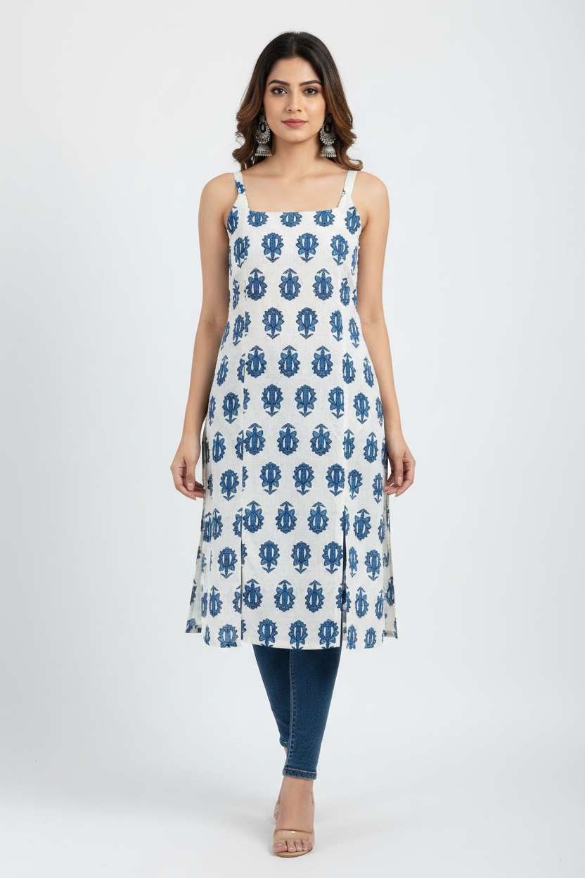 Indigo Kurti on Model - Front